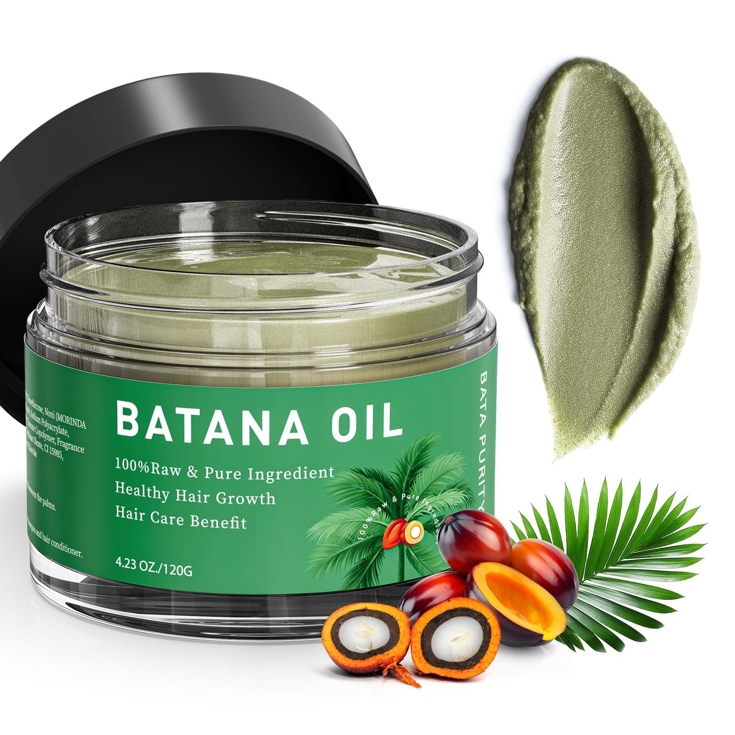 Raw Batana Oil for Hair Growth - Pure Organic Batana Oil Paste from Honduras, Promotes Hair thickness, Repairs Split Ends, Increases Shine for Women Men 4.23 oz