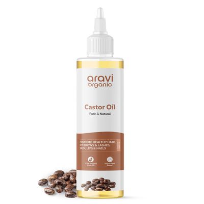 Aravi Organic 100 Pure Cold Pressed Castor Oil - Nourishes Hair and Skin - 6.7 FL Oz 200ml