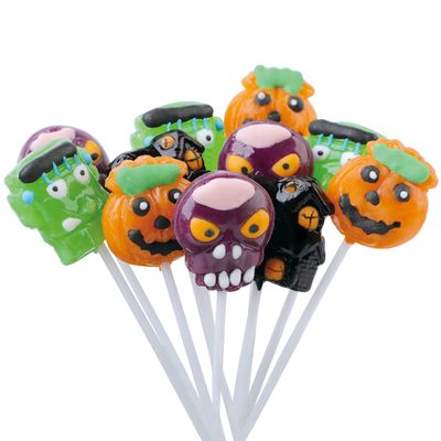 Halloween Lollipop Suckers,Pumpkin Candy Suckers,Dead Sugar Skull Candies,Lollipops Individually Wrapped,Great for Halloween Goody Bag Fillers 24 Pack