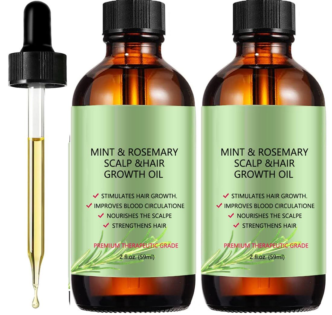 Mint Rosemary Oil for Hair Growth Scalp Care -100 Pure Rosemary Essential Oil for Hair Strengthening, Soothes Scalp, deeply nourishes all types Hair-2Pack
