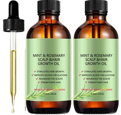 Mint Rosemary Oil for Hair Growth Scalp Care -100 Pure Rosemary Essential Oil for Hair Strengthening, Soothes Scalp, deeply nourishes all types Hair-2Pack
