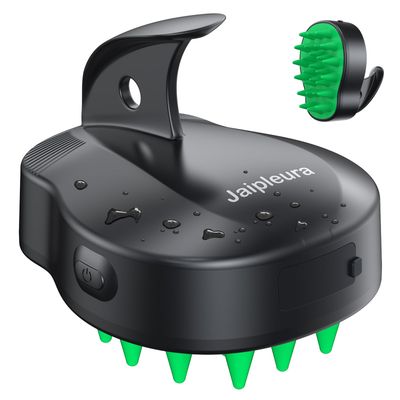 Jaipleura Electric Hair Scalp Massage Brush with Soft Silicone Bristles,3-Level Vibration,IPX6 Waterproof for Hair Growth Dandruff Removal, Scalp Exfoliator(Light Green)