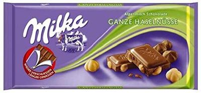 Milka Milk Chocolate-Whole Hazelnuts, 100g