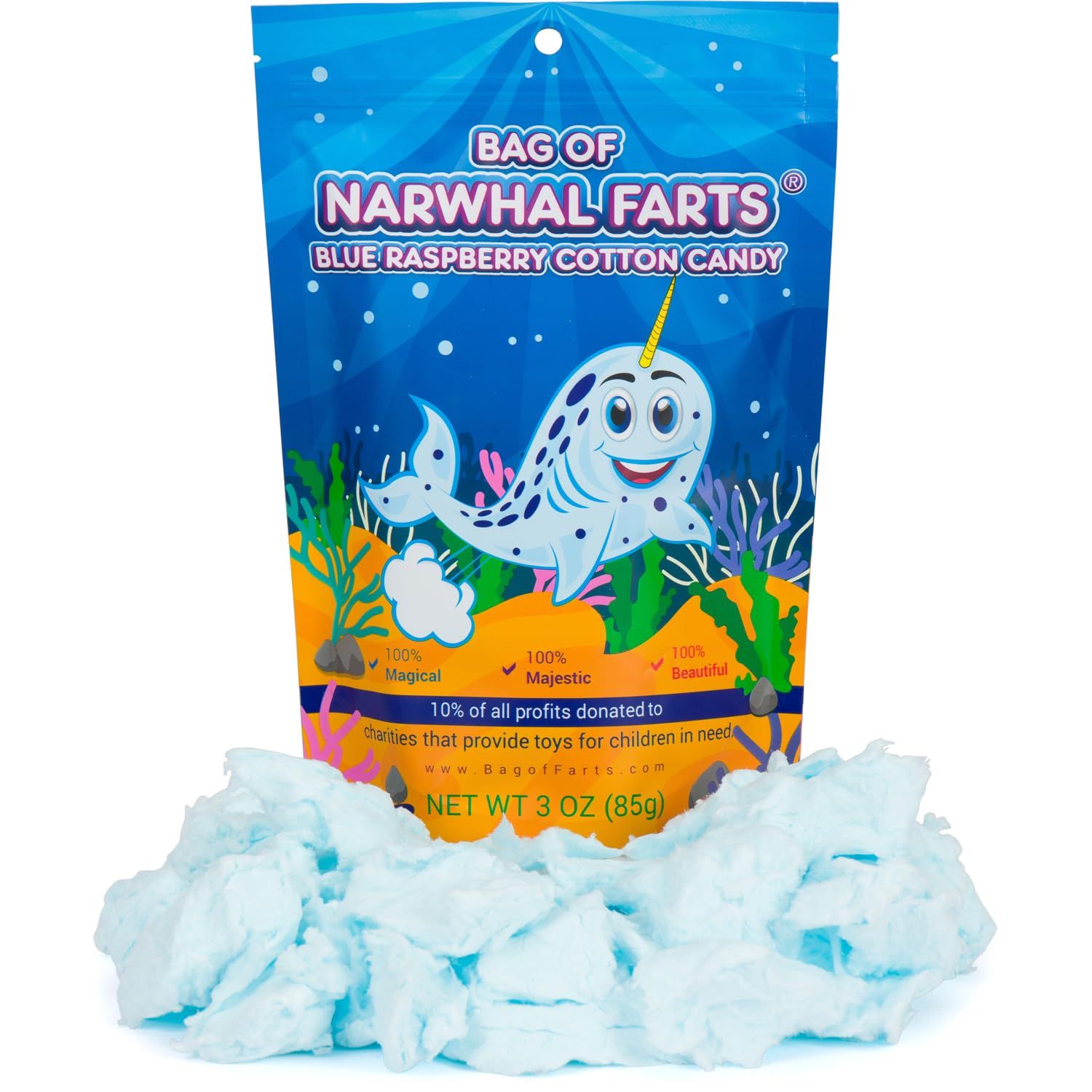 Bag of Narwhal Farts Blue Raspberry Cotton Candy, 1 pack 3 ounces
