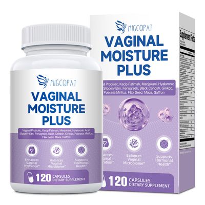 Migcopat Vaginal Moisture Capsules, Women Vaginal Probiotics with Prebiotics Lactobacillus Probiotic Blend, Support Vaginal Flora, Hormone Balance - Fenugreek Seed Extract, Slippery Elm, 120 Count
