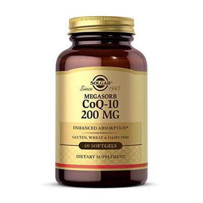 Solgar Megasorb CoQ-10 200 mg, 60 Softgels - Supports Heart Brain Function - Coenzyme Q10 Supplement - Enhanced Absorption - Gluten Free, Dairy Free - 60 Servings