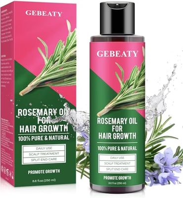 Rosemary Oil for Hair Growth Organic, 8.8 floz Essential Oil for Scalp, Eyebrow and Eyelash, Hair Growth Oil Serum for Women Men Hair Strenghtening Treatment With Jojoba Oil Castor Oil