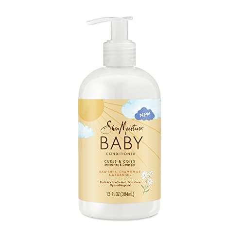 SheaMoisture Baby Conditioner for Curly Hair Raw Shea, Chamomile and Argan Oil Moisturizes and Helps Detangle Delicate Curls and Coils 13 oz