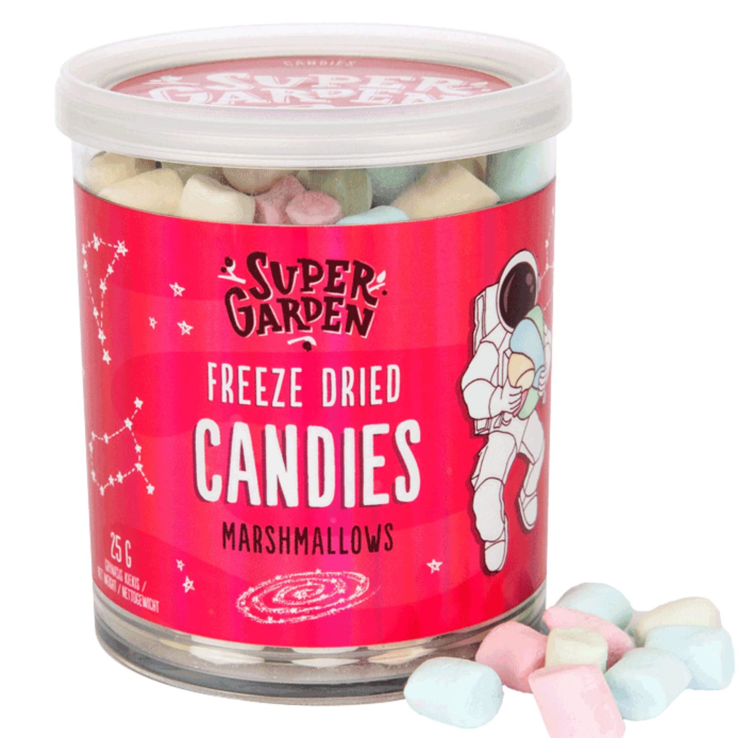 Super Garden Freeze Dried Mini Marshmallows - Crunchy Candy Treats for Hot Cocoa Cake Decorating - Space Food Style Dessert Topping - Resealable Snack Bag for Kids Adults - 0.88oz