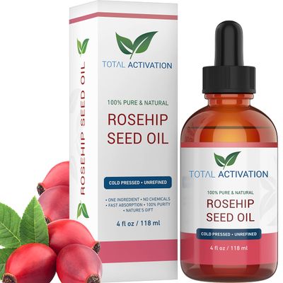 Total Activation Rosehip Seed Oil 100 Pure, Unrefined Moisturizer for Hair Skin Nails and Face Reduces Fine Lines, Scars and Stretch Marks, Hair Growth Serum 4 Fl. Oz