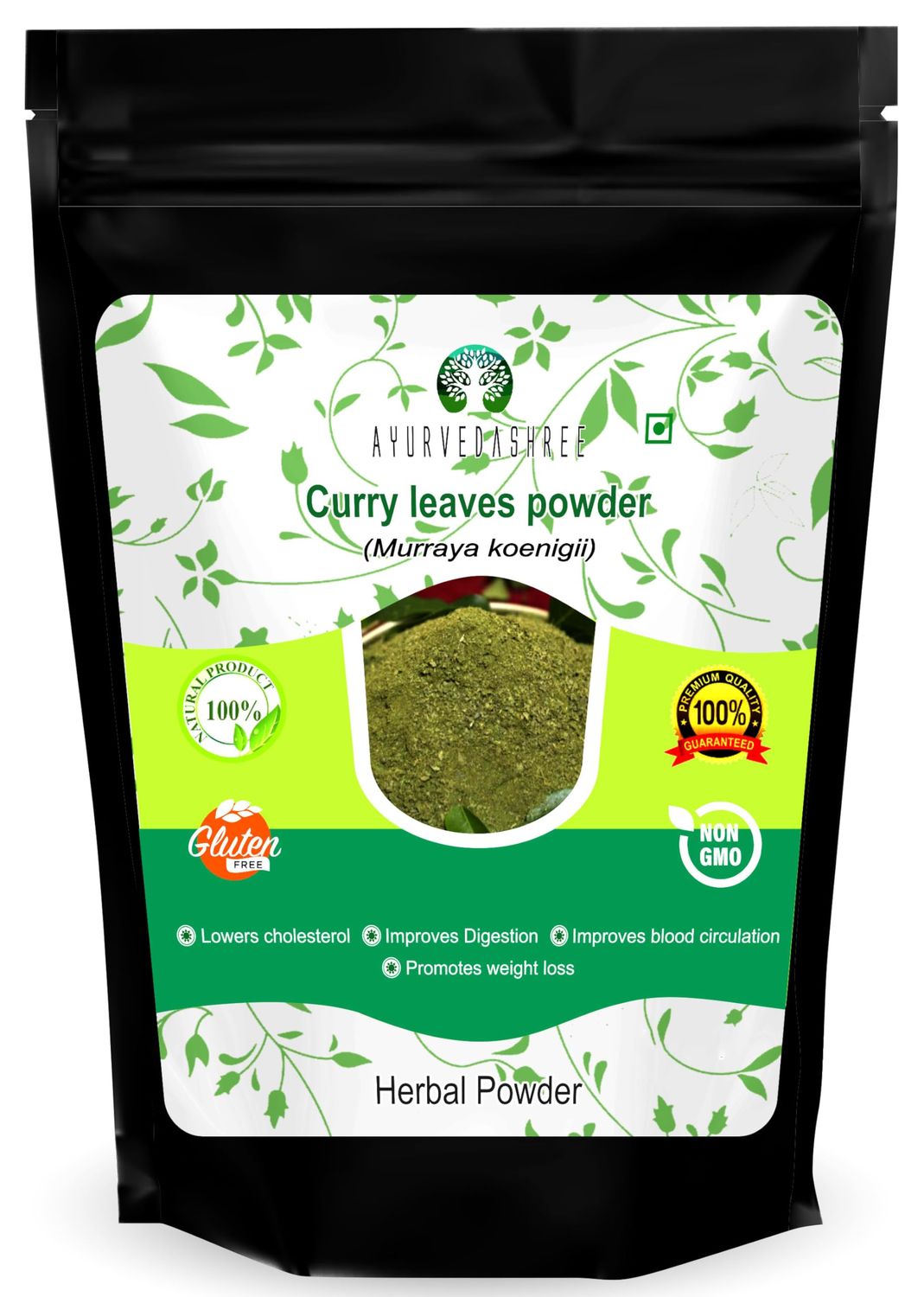 AYURVEDASHREE Curry Leaf Powder 100 Gm Promotes Hair Growth Hair Volume Thicker Hair Murraya koenigii Natural Food Grade