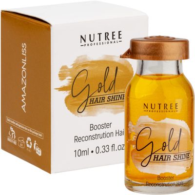 Nutree Professional Hair Shine GOLD Reconstruction Hair Booster 0.33 oz. Will increase the restorative effect of any product - mask, balm, shampoo.