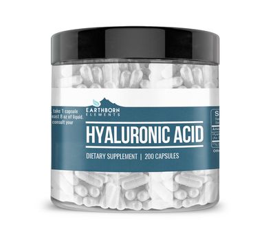 Earthborn Elements Hyaluronic Acid 200 Capsules, Pure Undiluted, No Additives