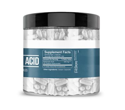 Earthborn Elements Hyaluronic Acid 200 Capsules, Pure Undiluted, No Additives