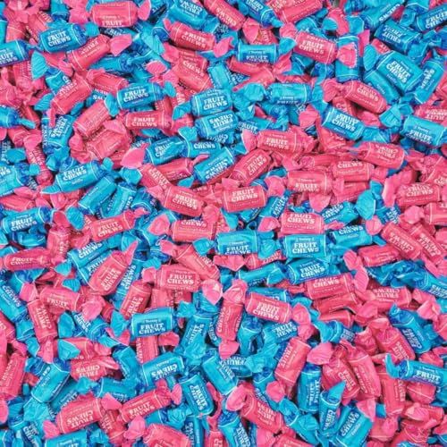 Fruit Chews Taffy - Vanilla and Cherry, Blue and Pink - Gender Reveal Party Candy - Baby Shower - It&#39;s a Boy and It&#39;s a Girl Individually Wrapped Bulk Candy 1 Pound