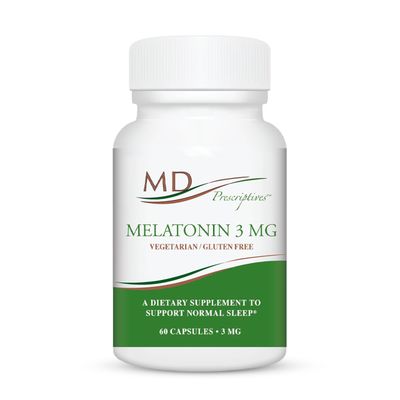MD Prescriptives Melatonin 3mg Supplement for Men Women - Promotes Deep Sleep, Supports Immune Balance Glutathione Production - 60 Daily Capsules
