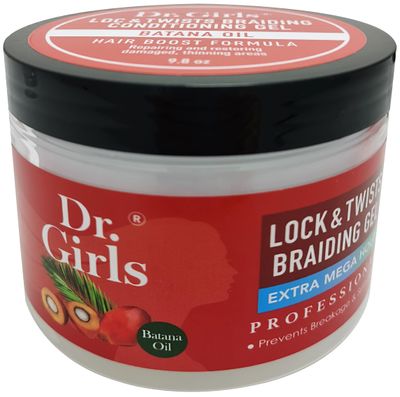 Dr Girls Super Grow Loc Twists Braiding Conditioning Gel9.8oz Extra Mega Hold (Batana Oil)