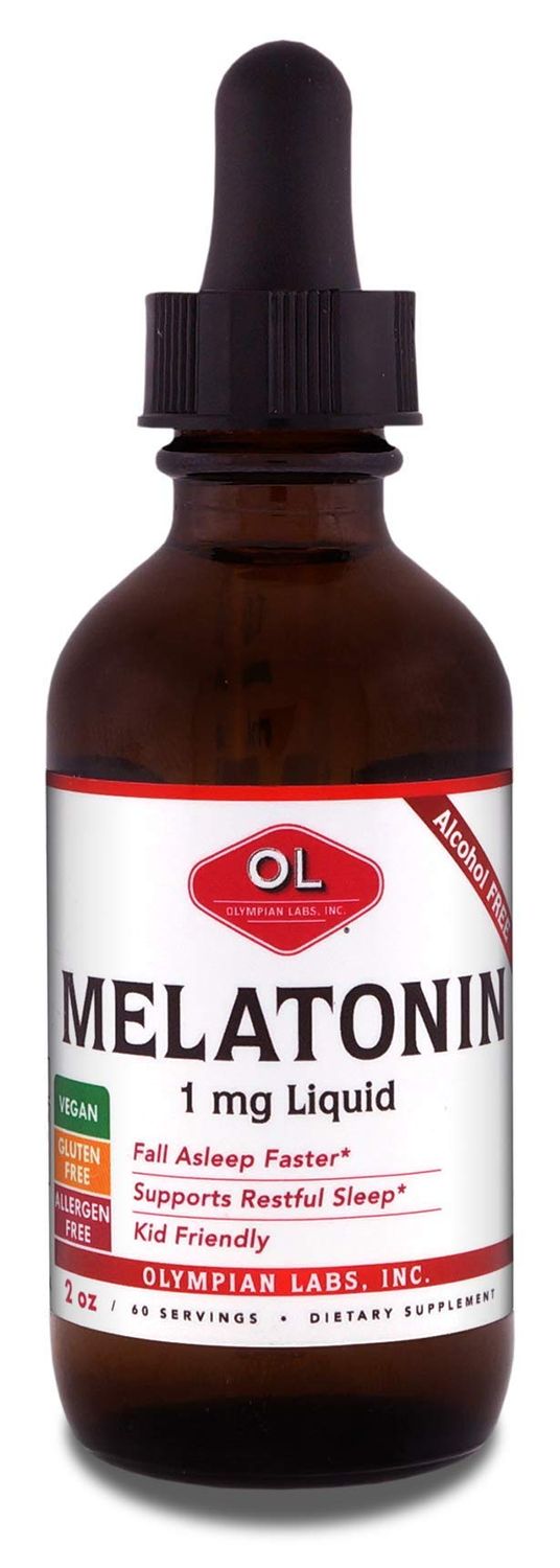 Olympian Labs Liquid Melatonin 1mg, 2 Ounce, Fall Asleep Naturally, Alcohol Free