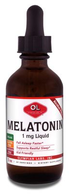 Olympian Labs Liquid Melatonin 1mg, 2 Ounce, Fall Asleep Naturally, Alcohol Free