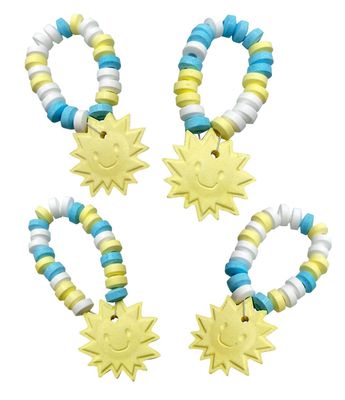 Sun Shaped Candy Bracelets Individually Wrapped Bulk (24) - Cute Fun Summer Themed Yellow Candy Favors - Pool Party Treats - Goodie Bags for Kids Birthday - Beach Party Favors