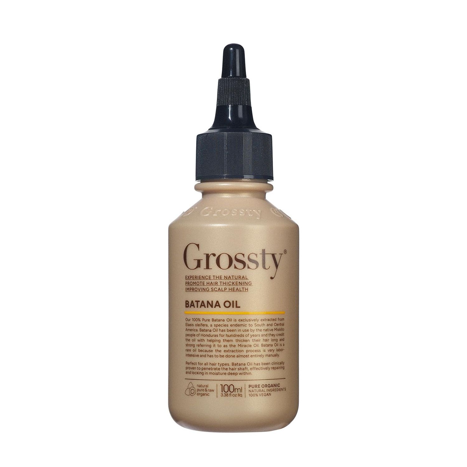 GROSSTY 100 Pure Batana Oil for Hair Growth, Nourishment, Repair, Dr Sebi Natural Organic Raw Batana Hair Oil Treatment For Thicker, Stronger Hair 100ml
