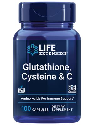 Life Extension Glutathione, Cysteine C, 500 mg of Vitamin C, Powerful antioxidant Supplement to Support Liver Health, Gluten-Free, Non-GMO, 100 Capsules