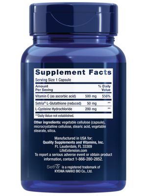 Life Extension Glutathione, Cysteine C, 500 mg of Vitamin C, Powerful antioxidant Supplement to Support Liver Health, Gluten-Free, Non-GMO, 100 Capsules