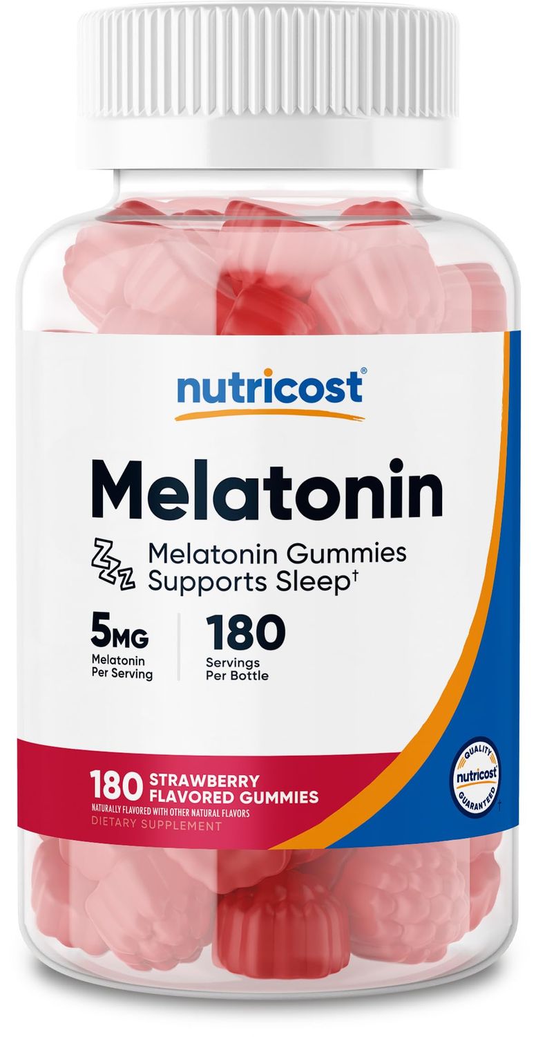 Nutricost Melatonin 5mg, 180 Gummies, Strawberry Flavored - Gluten Free, Non-GMO, No Corn Syrup