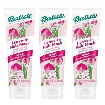 Batiste Heat Protectant For Hair Leave In Conditioner Hair Mask, Smooth, Seals Split Ends, Hair Conditioner for Dry or Wet Hair, Infused with vitamin E for Enhancing Haircare, 4.3oz (Pack of 3)