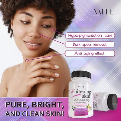 Glutathione Whitening Pills - Dark Spots Acne Scar Remover - 90000mg - Vegan Skin Bleaching Pills with Anti-Aging Antioxidant Effect - 120 Capsules