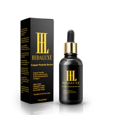 HIDALUXE Copper Peptide Face Serum: Tightening, Repairing, and Collagen Boosting with Hyaluronic Acid GMO FREE, PARABEN FREE, CRUELTY FREE, SILICONE FREE