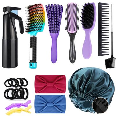 12Pcs Detangling Brush Set for Curly Hair, Curly Hair Brush with Sleep Bonnet Afro AmericaAfrican 3a to 4c Texture, Easier and Faster on Wash Days