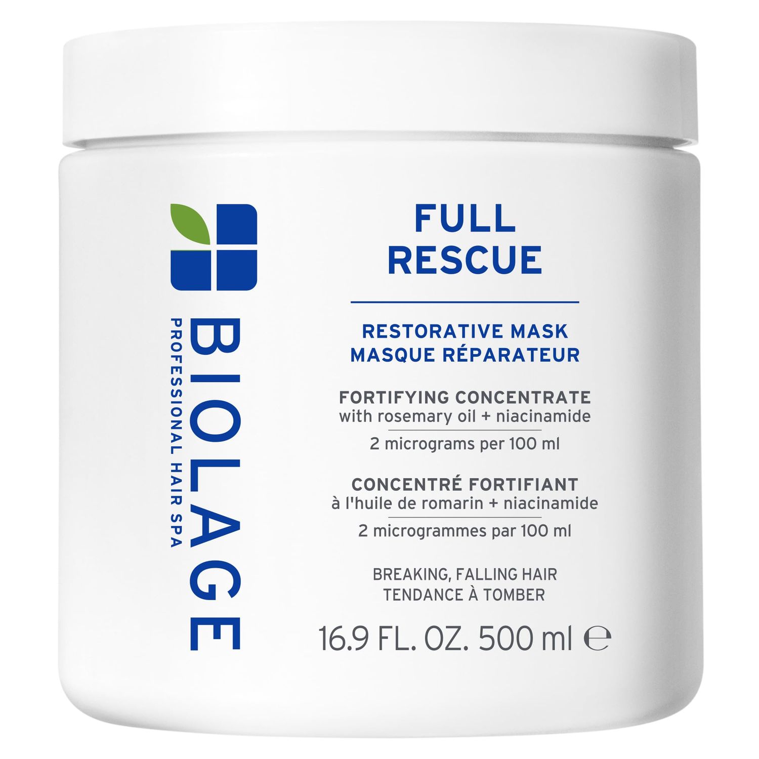 BIOLAGE Full Rescue Restorative Hair Mask - Conditions Creates Denser Appearance, Softens Strengthens Thin Hair, Rosemary Oil Niacinamide, Vegan Cruelty-Free, 16.9 Fl Oz