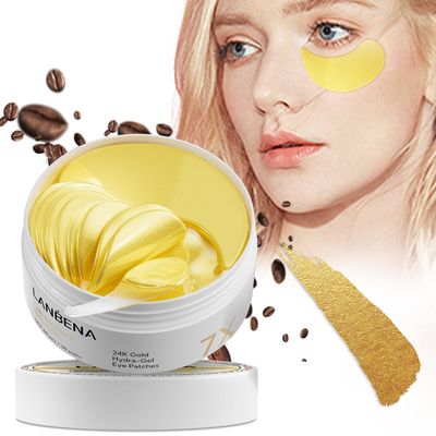 LANBENA 24K Gold Under Eye Patches(30 Pairs) -Cooling Eye Masks for Fine Lines Reduce, with Caffeine Niacinamide Tetrapeptide Hydra-Gel Collagen, Puffy Eyes Dark Circles Eye Bags Treatment