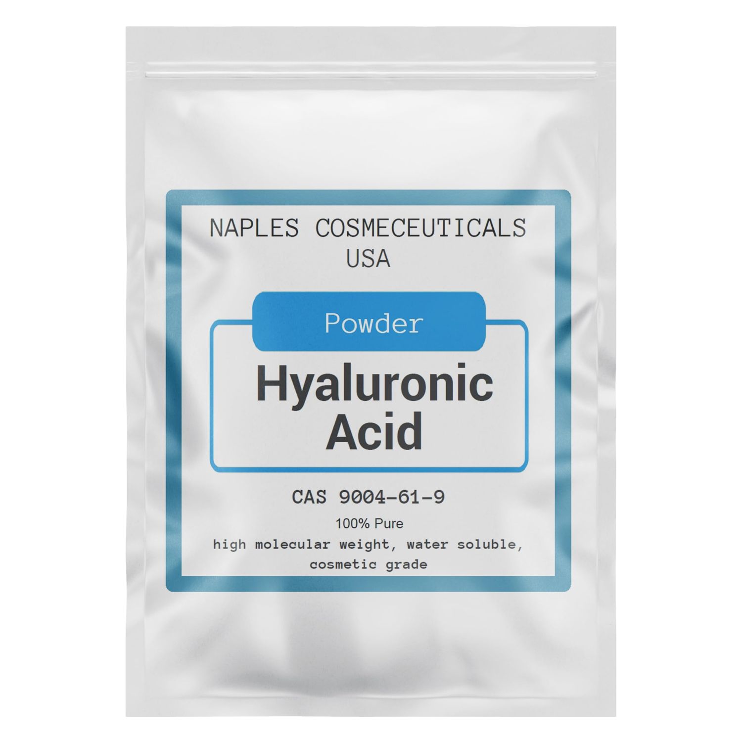 Hyaluronic Acid Powder Pure High Molecular Weight Cosmetic Grade Water Soluble Sodium Hyaluronate for Skin Face Cosmetic Applications Make Your Own Serum