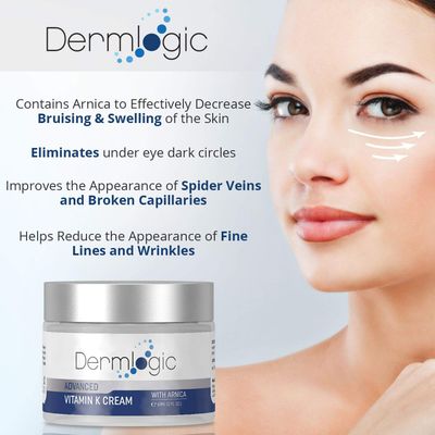 Vitamin K Cream- Moisturizing Bruise Healing Formula. Dark Spot Corrector for Bruising, Spider Veins Broken Capillaries. Reduces Under Eye Dark Circles, Fine Lines, Puffiness, Wrinkles with Arnica