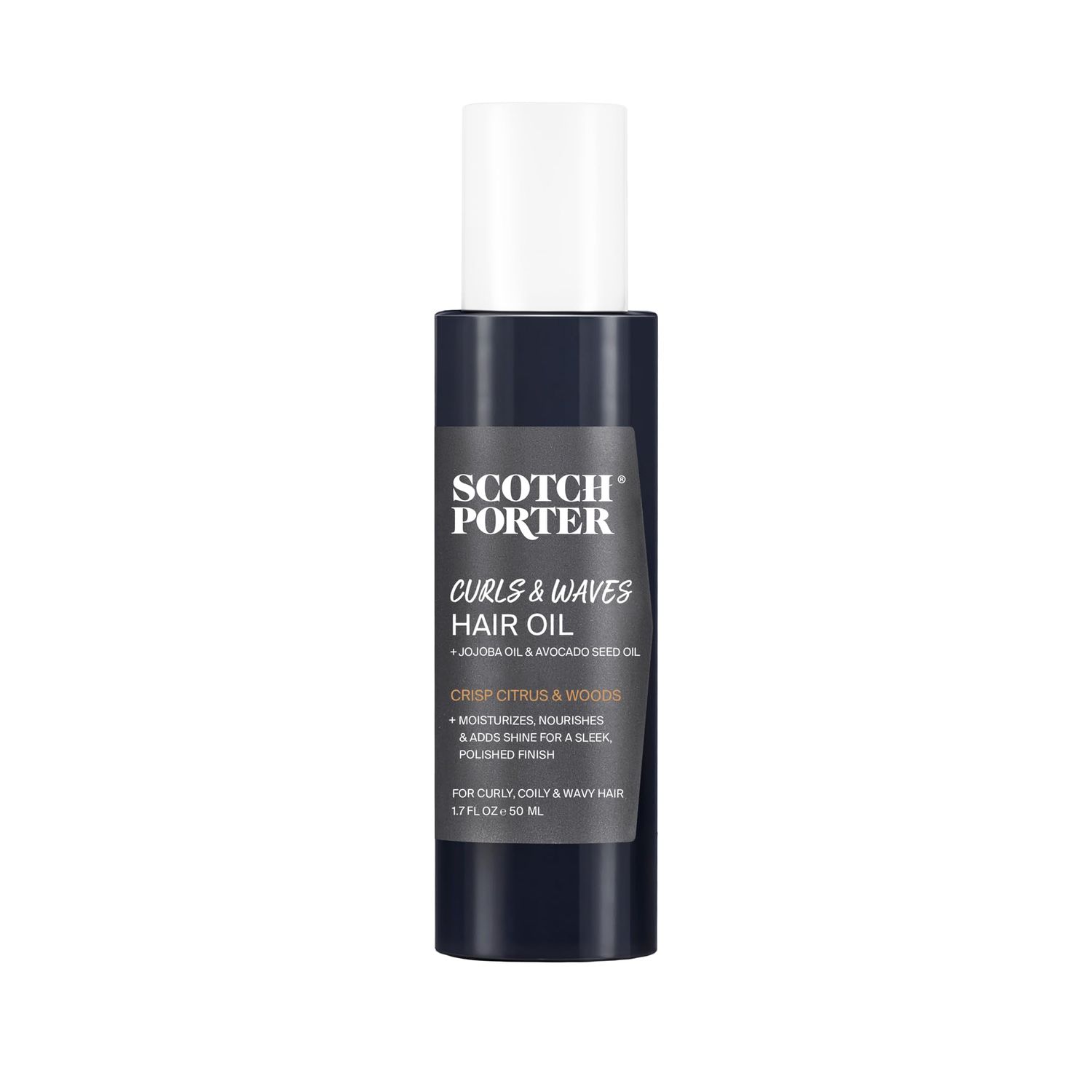 Scotch Porter Curls Waves Hair Oil for Men Seals in Moisture, Detangles Prevents Frizz Free of Parabens, Sulfates Silicones Vegan 1.7oz