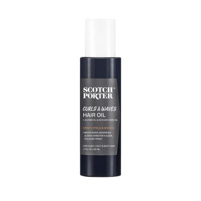 Scotch Porter Curls Waves Hair Oil for Men Seals in Moisture, Detangles Prevents Frizz Free of Parabens, Sulfates Silicones Vegan 1.7oz