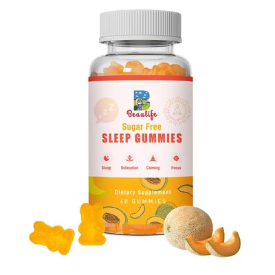 B beaulife 5 mg Melatonin Gummies, Sleep Support for Adults, Melatonin Supplements for Sleeping, 60 Cantaloupe-Flavored Gummies