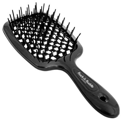 Rock Ruddle Shower Power Brush for All Hair Types Gently Detangle Wet Hair, Evenly Distribute Product for More Powerful Styling Result, Stimulate Scalp for Hair Growth - Black