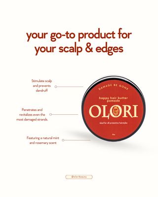 Olori Happy Hair Butter Pomade to Oil Scalp Care, Anti-Dandruff Hydrating Scalp Treatment for Women Men - 6 oz Jar