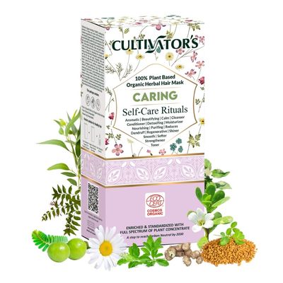 CULTIVATOR&#39;S Organic Hair Mask for Dry Frizzy Hair, Deep Conditioning for Split Ends Repair Shine, with Amla, Shikakai, Brahmi Bhringraj Powder for Men Women, 3.5 Ounce, 1 Pack