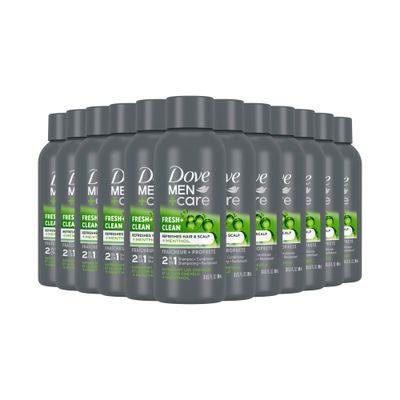 DOVE MEN CARE Fortifying 2 in 1 Shampoo and Conditioner for Normal to Oily Hair Fresh and Clean with Caffeine Helps Strengthen Thinning Hair 3 oz (Pack of 12)