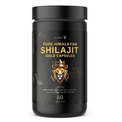 Nutrishilla Pure Shilajit Capsules 500mg - Organic Himalayan Shilajit in Powder Form, Testosterone Booster for Men, Immune Support Supplement, Trace Minerals for Energy Stamina (60 Capsules)