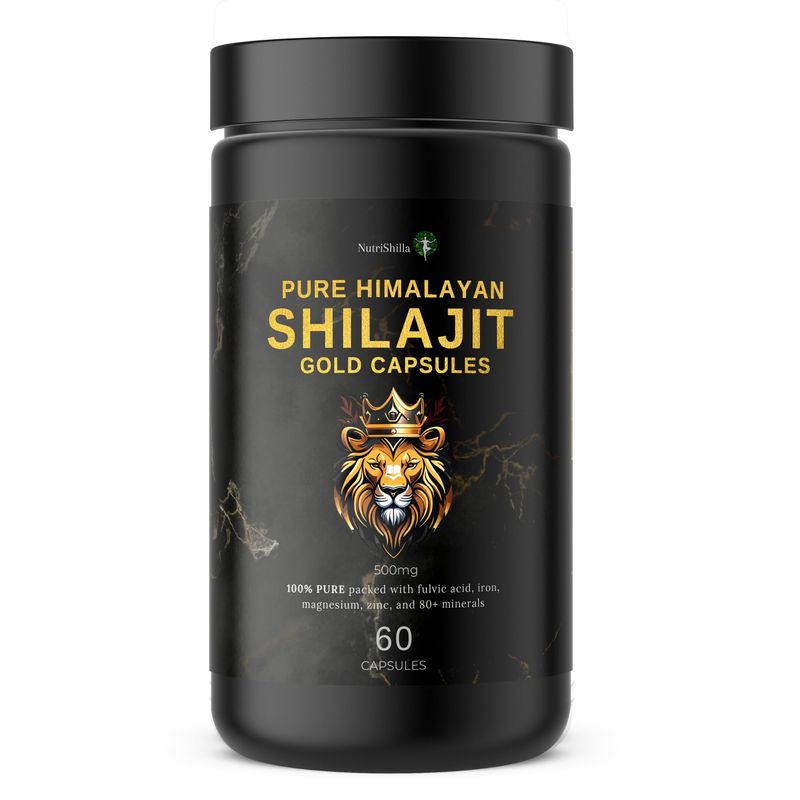 Nutrishilla Pure Shilajit Capsules 500mg - Organic Himalayan Shilajit in Powder Form, Testosterone Booster for Men, Immune Support Supplement, Trace Minerals for Energy Stamina (60 Capsules)