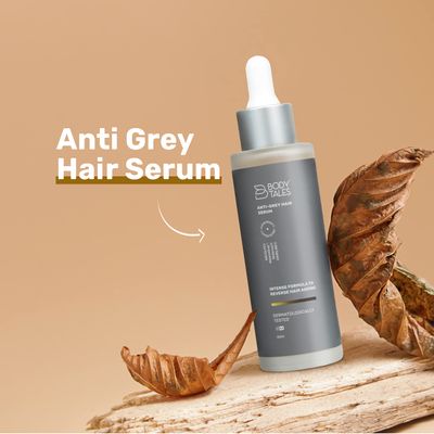 BODYTALES Anti-Gray Hair Serum, Arcolys, Melanogray, Redensyl, Hairline, Reduce Pre-Mature Hair Greying, Reverse Hair Graying, Paraben Free, Green Beauty, Clean Beauty, 60ml