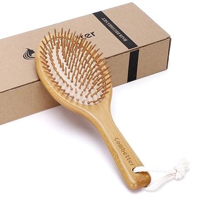 Combetter Bamboo Hair Brush, Natural Brush to SoftenImproves Hair Texture - Soothing Massage to Improve Dandruff Eco-Friendly Comb for All Hair Types
