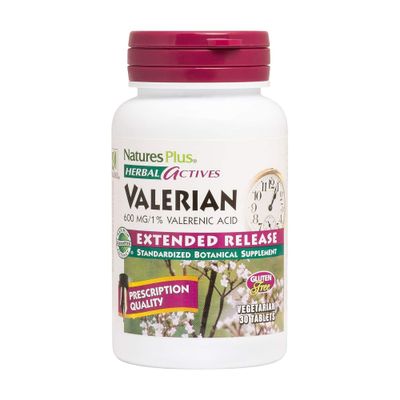 Natures Plus Herbal Actives Valerian Extended Release Tablets - 600 mg, 30 Vegan Tablets - Vegetarian, Gluten-Free - 30 Servings