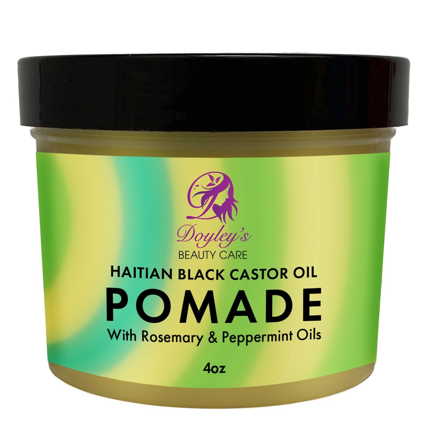 Doyley&#39;s Haitian Black Castor Oil Pomade 4oz with Rosemary and Peppermint Oils For Hair Growth, Split Ends, Dry Scalp, Frizz Control