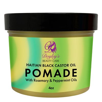 Doyley&#39;s Haitian Black Castor Oil Pomade 4oz with Rosemary and Peppermint Oils For Hair Growth, Split Ends, Dry Scalp, Frizz Control